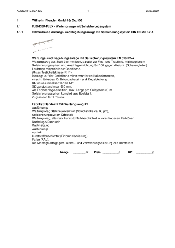 B250 Seilsicherungssystem